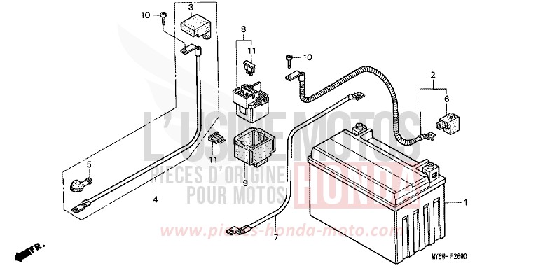 BATTERIE von CB1300 Super Bold'or ABS PROCYON RED METALLIC (R203) von 1996